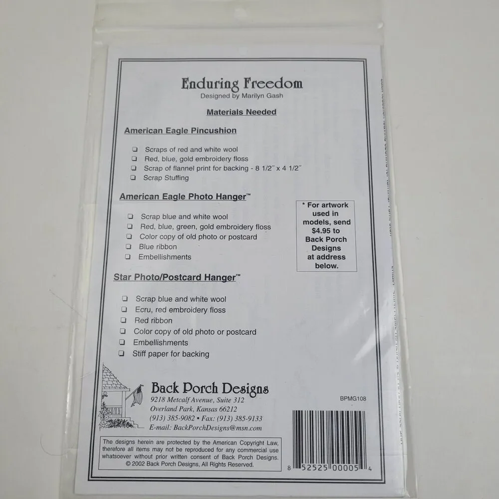 ENDURING FREEDOM eagle star patriotic embroidery pieced quilt pattern